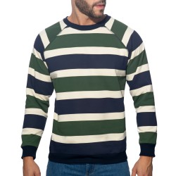 Mangas largas de la marca ADDICTED - Sudadera de rayas retro ADDICTED - Verde - Ref : AD1438 C18