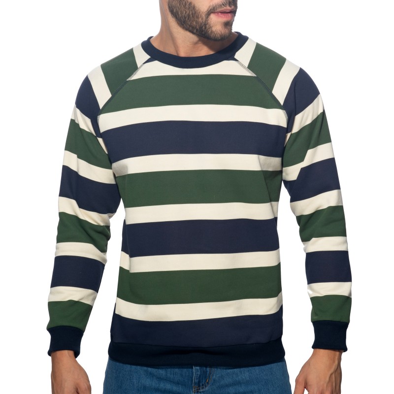 Mangas largas de la marca ADDICTED - Sudadera de rayas retro ADDICTED - Verde - Ref : AD1438 C18