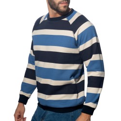 Mangas largas de la marca ADDICTED - Sudadera de rayas retro de ADDICTED - Azul - Ref : AD1438 C08