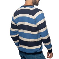Mangas largas de la marca ADDICTED - Sudadera de rayas retro de ADDICTED - Azul - Ref : AD1438 C08