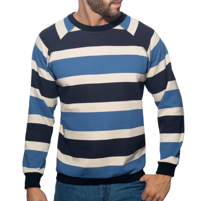 Mangas largas de la marca ADDICTED - Sudadera de rayas retro de ADDICTED - Azul - Ref : AD1438 C08