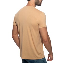 Mangas cortas de la marca ADDICTED - Camiseta ADDICTED Básica de cuello en V - Beige - Ref : AD423 C28