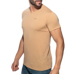 Mangas cortas de la marca ADDICTED - Camiseta ADDICTED Básica de cuello en V - Beige - Ref : AD423 C28