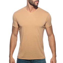 Manches courtes de la marque ADDICTED - T-Shirt ADDICTED Basic V-Neck - Beige - Ref : AD423 C28