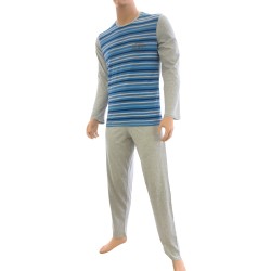 Pyjama rayure Dénim jean & gris - ref :  7F51 1782