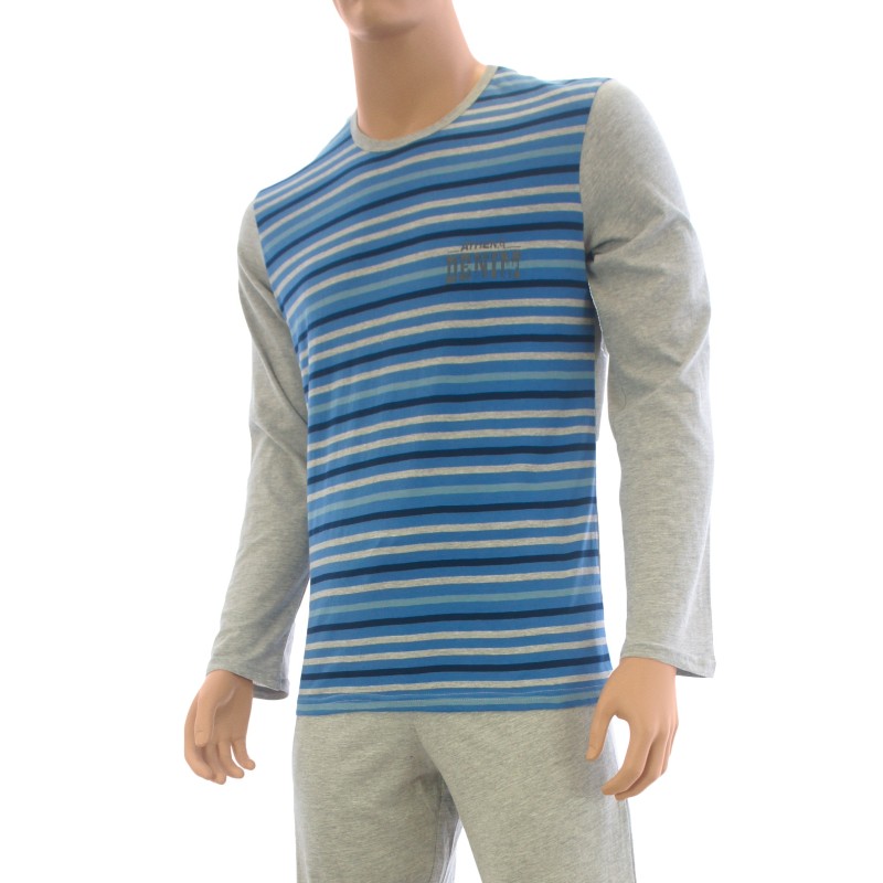 Pyjama rayure Dénim jean & gris - ref :  7F51 1782