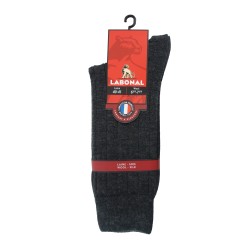 Mi-Chaussettes unies à côtes laine et soie grises - ref :  38545 3000