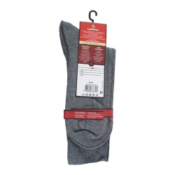 Mi-Chaussettes unies à côtes coton / cachemire grises - ref :  34029 3200