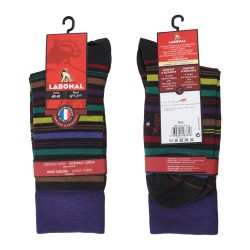 Mid-Socks Dark Brown Striped Wool