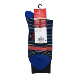 Mi-Chaussettes Fil d'écosse, fines rayures colorées noir/bleu - ref :  31347 8105