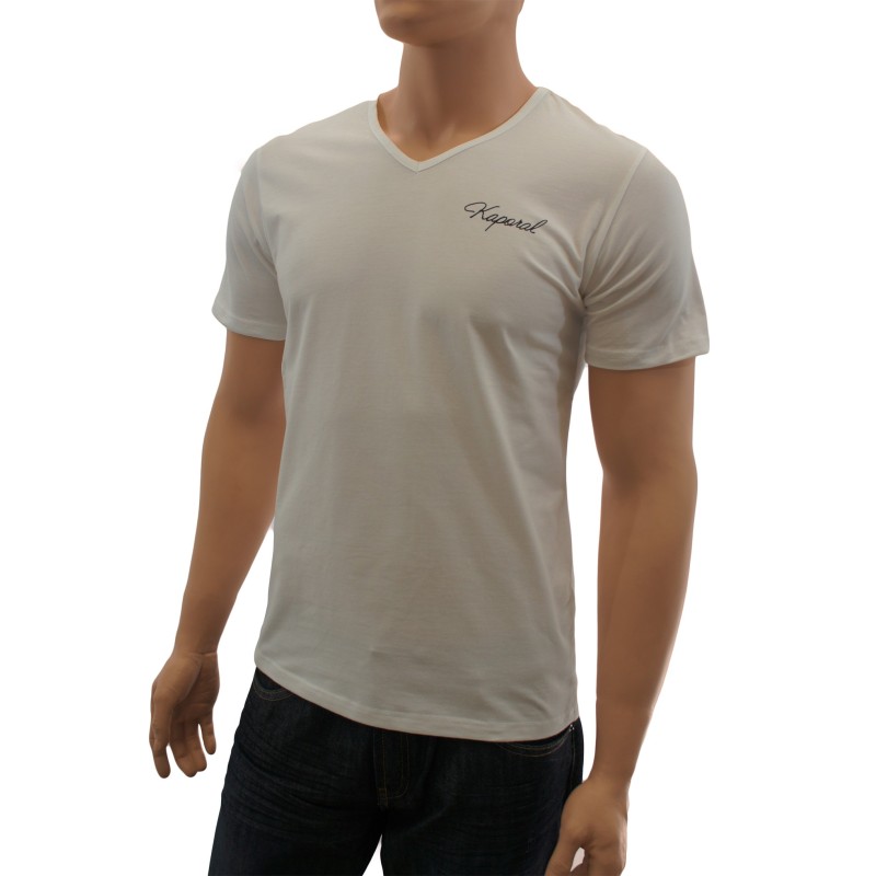 acheter-des-articles-de-mode-pour-homme-Kaporal-T-shirt Kaporal V-Neck blanc - T-shirt manches courtes
