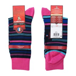 Socks Scottish Thread, stripes Colored marine/pink