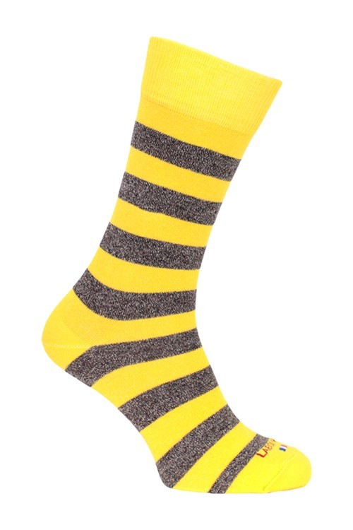 Chaussettes Coton Rayées Jaune flash - Bleuforêt