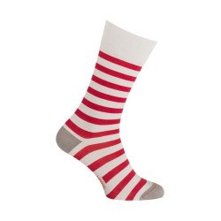Socks - Medium cotton coloured stripes - grey