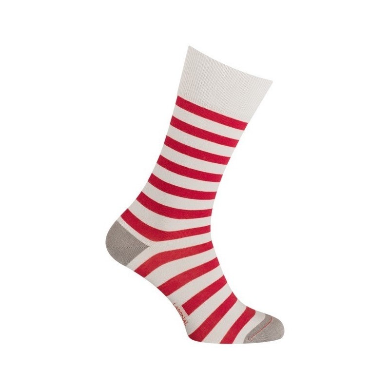  Chaussettes Coton gris perla rayées rouge - LABONAL 34591 3020 