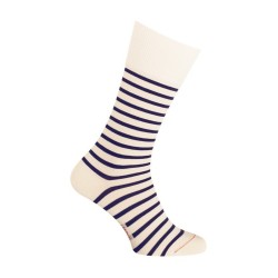 Socks - marine theme striped cotton - Ecru