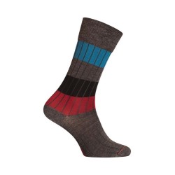  MI-CHAUSSETTES Larges rayures et côtes laine - Sans couture - Gris - LABONAL 38977 3100 