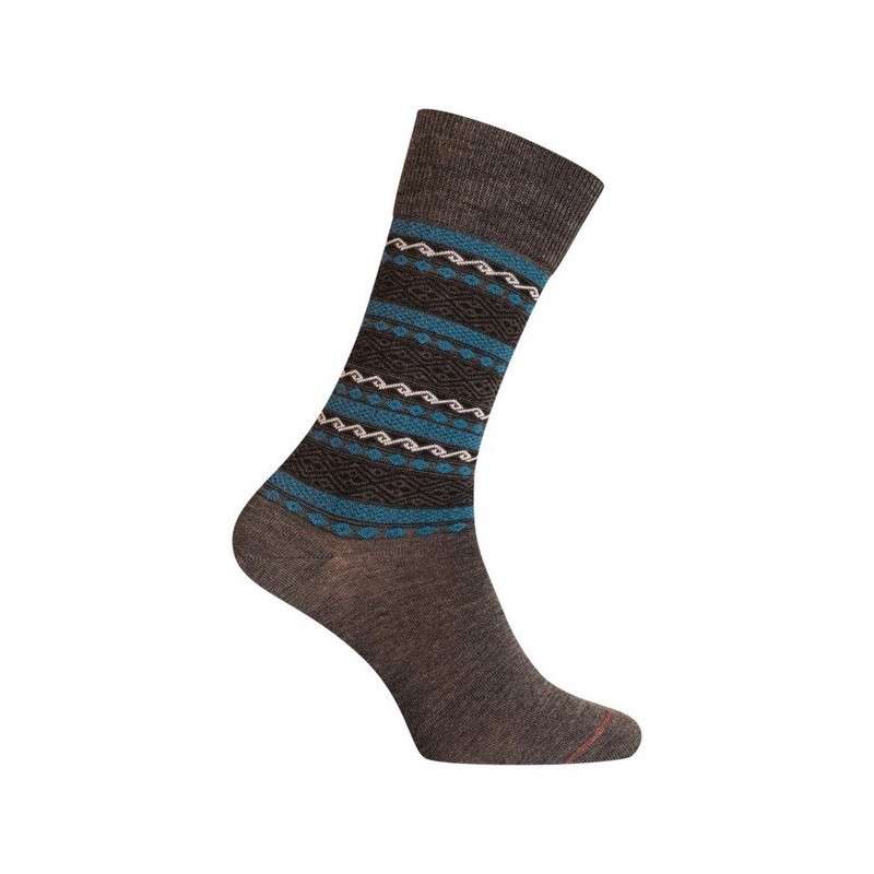  MI-CHAUSSETTES Rayures ethniques laine - Sans couture - Gris moyen - LABONAL 38976 3100 