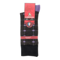  MI-CHAUSSETTES Carrés colorés laine - Sans couture - Noir - LABONAL 38973 5800 