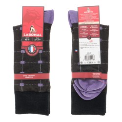 MI-CHAUSSETTES Colorful wool squares - Seamless - Black