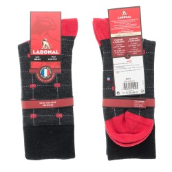  MI-CHAUSSETTES Carrés colorés laine - Sans couture - Anthracite - LABONAL 38973 3000 