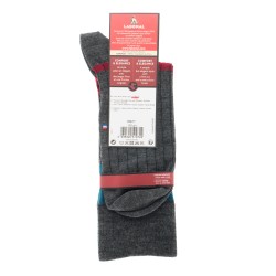  MI-CHAUSSETTES Larges rayures et côtes laine - Sans couture - Gris - LABONAL 38977 3100 