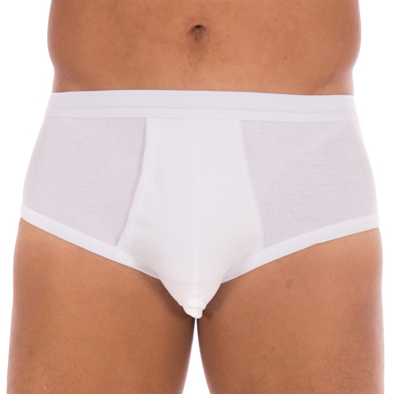 Slip 108 taille haute blanc, ouvert, pur coton hypoallergénique - ref :  0108 0001