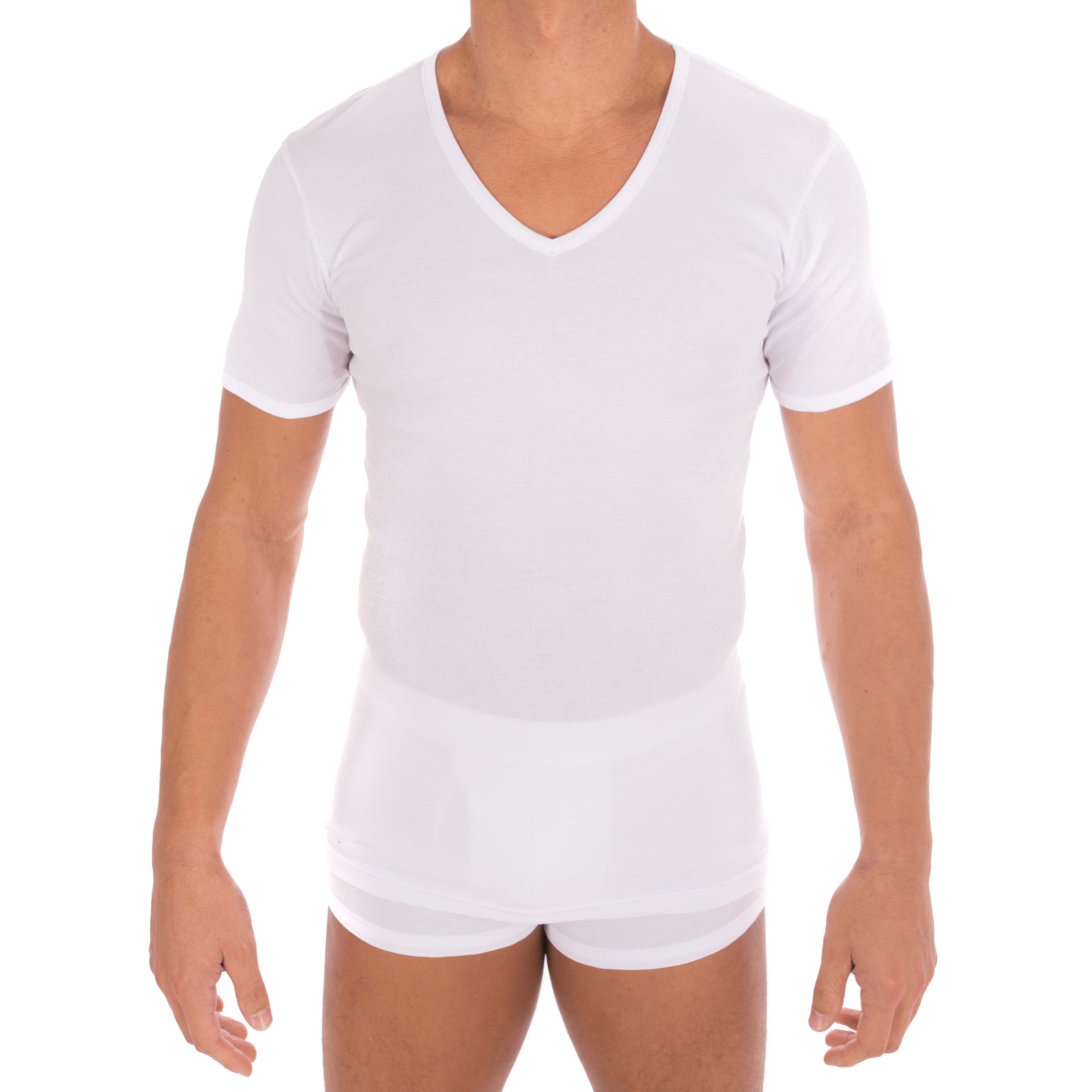 Tee-shirt col V HOM Surpeme en coton stretch blanc