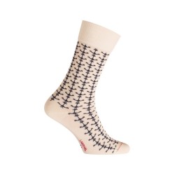  MI-CHAUSSETTES Ancres marin coton - Sans couture écru - LABONAL 34755 2400 