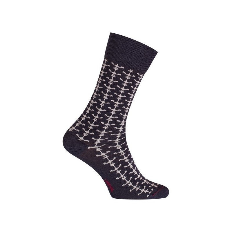  MI-CHAUSSETTES Ancres marin coton - Sans couture marine et blanc - LABONAL 34755 1070 