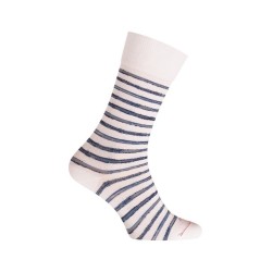MID-Socks cotone irregolare a righe marine - senza cuciture - bianco