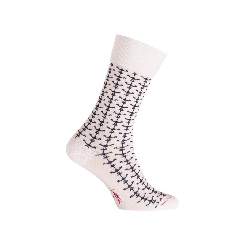  MI-CHAUSSETTES Ancres marin coton - Sans couture  Blanc - LABONAL 34755 7000 