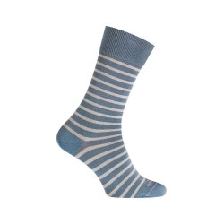 MID-socks bicolor stripe effect cotton denim - seamless - blue jeans/white