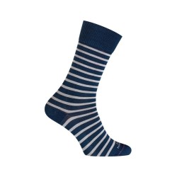 MID-Socks bicolor rayas efecto algodón Denim - Seamless - Indigo azul/blanco