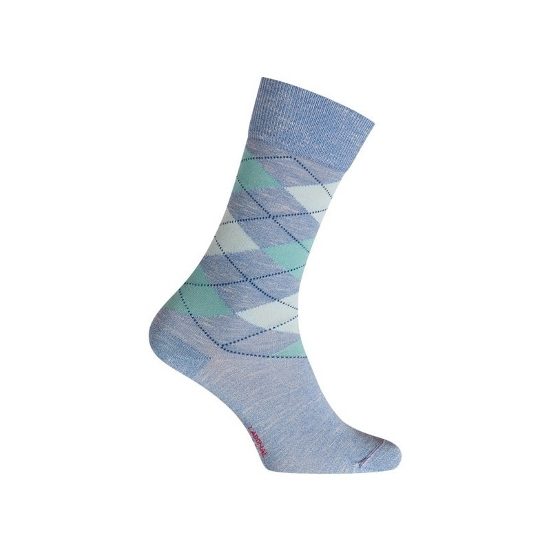  MI-CHAUSSETTES Intarsia effet mouliné coton - Sans couture - bleu - LABONAL 34768 1300 