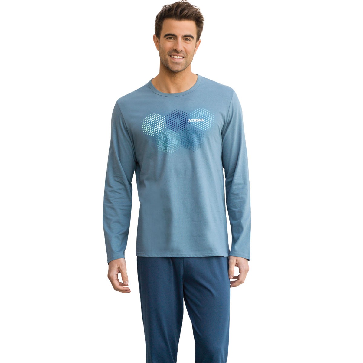 Pyjama coton col rond Pyjamas Homme Vêtements Vêtements de nuit Pyjamas et vêtements dintérieur Chemises de nuit Athena pour homme en coloris Gris 