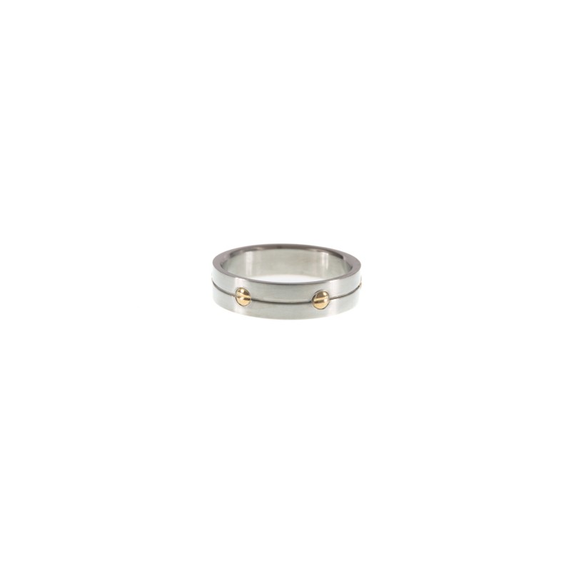  Phebus - Bague Acier gris + Rond or -  140009 