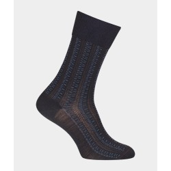  Chaussettes Ajourées all over géométriques Laine Bleu - LABONAL 38984 1000 