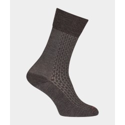  Chaussettes Ajourées bicolores vertical Laine Gris - LABONAL 38883 3000 