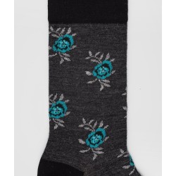  Chaussettes Fleurs Laine Anthracite - LABONAL 38994 3000 