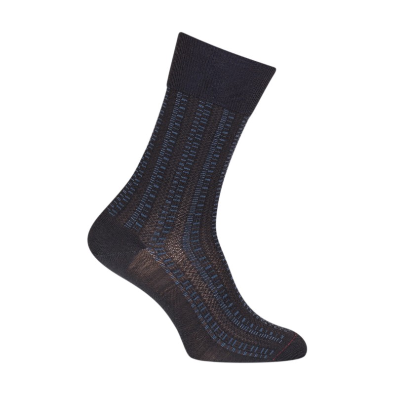  Chaussettes Ajourées all over géométriques Laine Bleu - LABONAL 38984 1000 