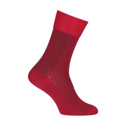 Vertical bicolor Openknit socks wool Red