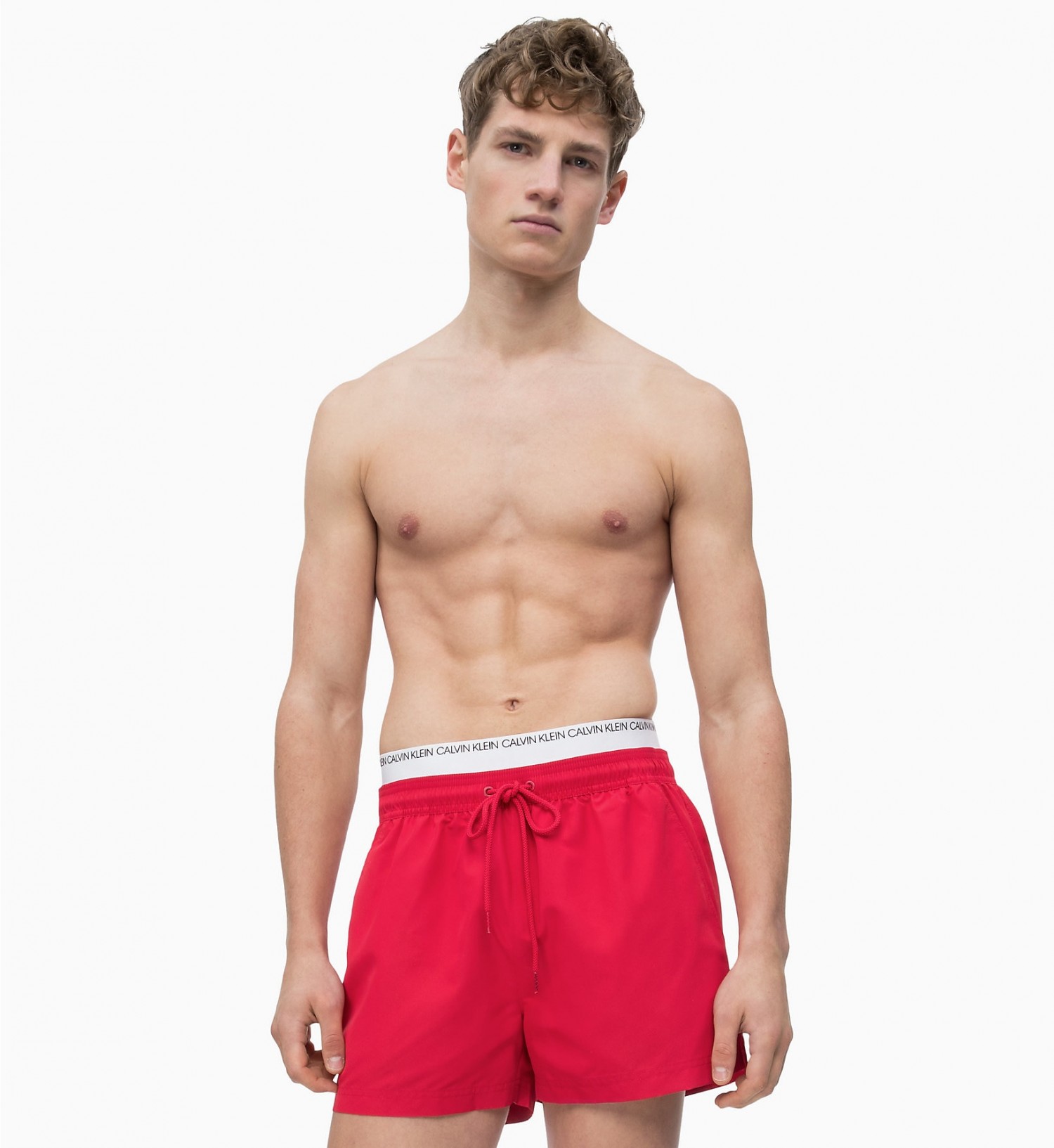 Short de bain court avec double ceinture - Lipstick Red ...