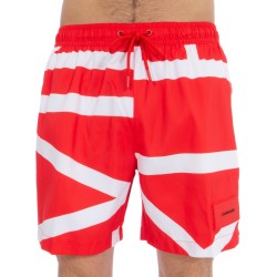  Short de bain Medium Drawstring - Klein abstract flame scarlett - CALVIN KLEIN KM0KM00274-669 