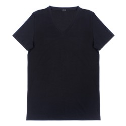  T-shirt col V Supreme Cotton - noir - HOM 401331-0004 