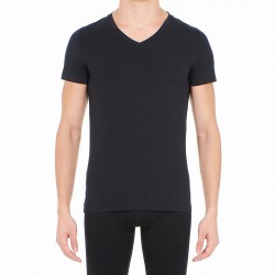  T-shirt col V Supreme Cotton - noir - HOM 401331-0004 