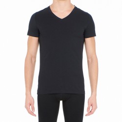 V T-shirt con colletto Supreme Cotton - nero