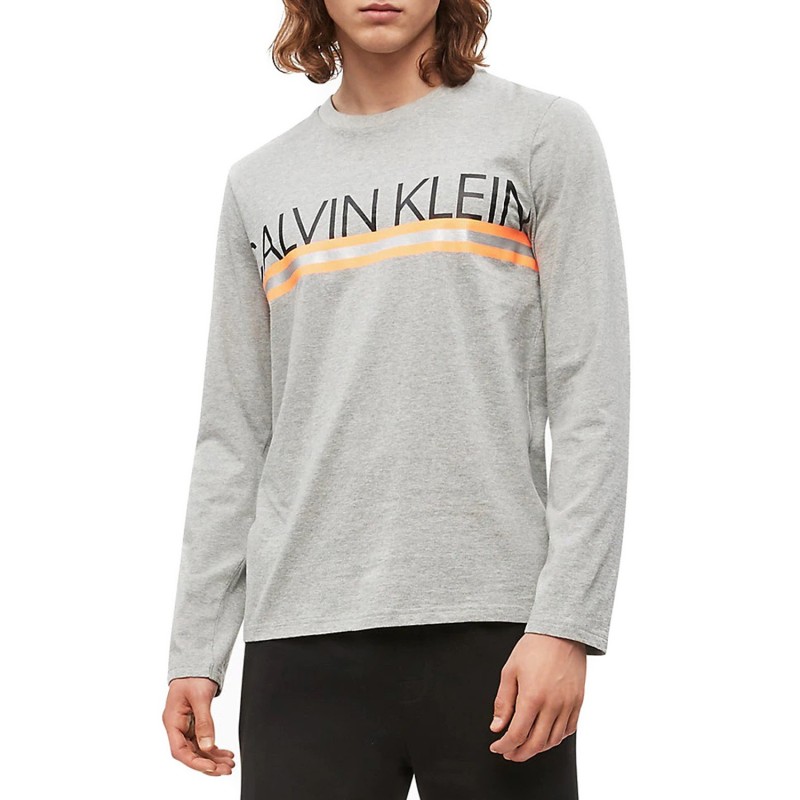  T-shirt  Calvin Klein à manche longue avec logo - gris - CALVIN KLEIN NM1772E-080 