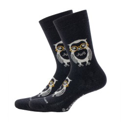  Chaussettes Hibou Anthracite chiné - DAGOBERT À L’ENVERS DAGO41-ANTHRACITE 