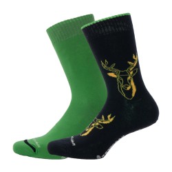 Reversible socks Black Deer Inside Apple Green
